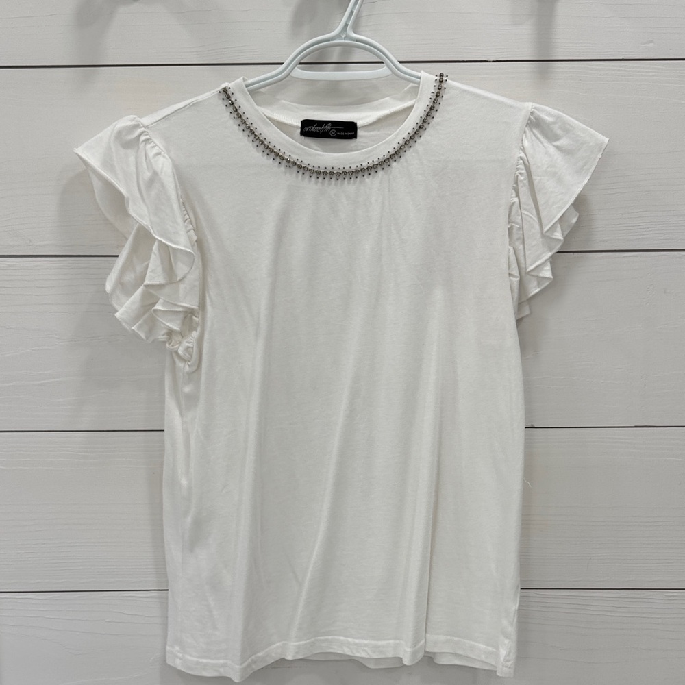 Chic White Ruffle Sleeve Blouse